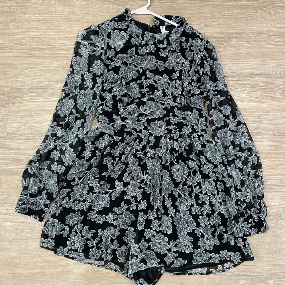 Bethany Mota Long Sleeve Floral Romper